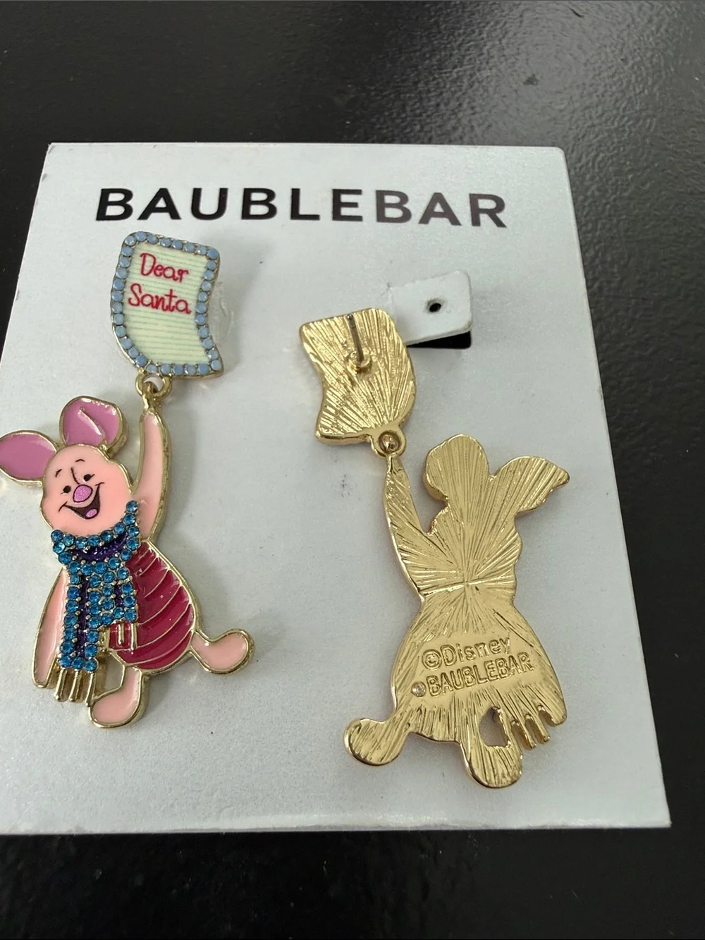 NEW Disney BaubleBar Piglet Christmas Dear Saanta Stud Earrings